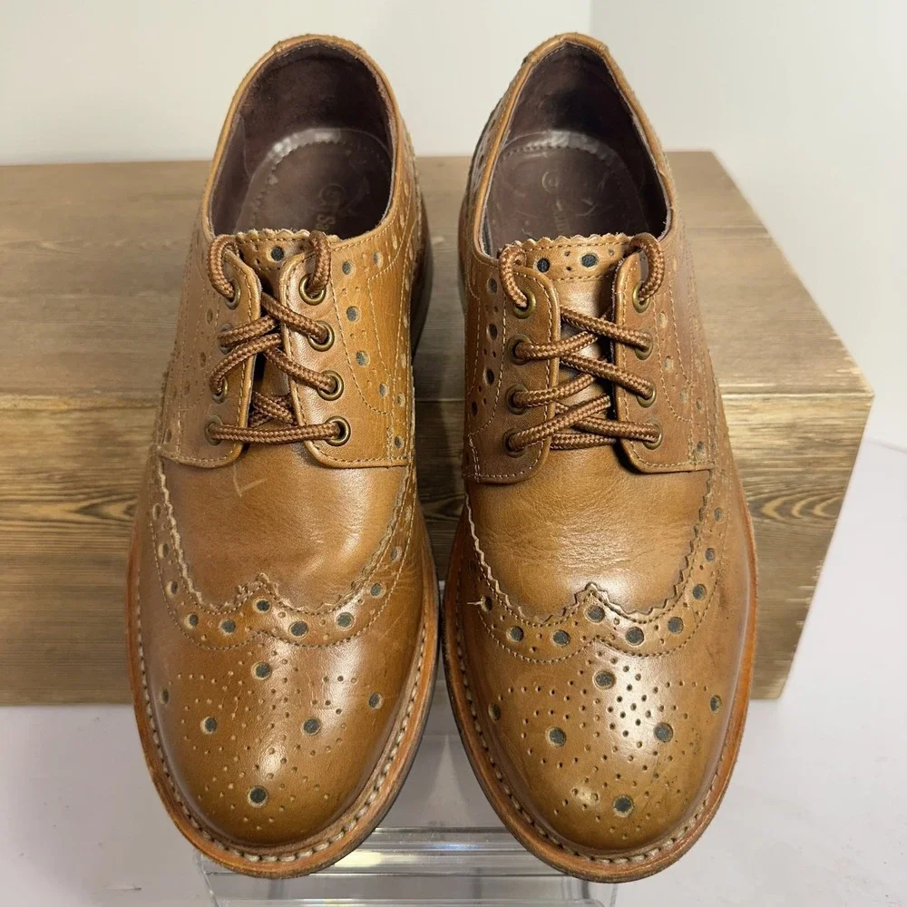 VTG Samuel Windor Oxford Shoes Mens 5.5 US 38 EU Brown Leather Brogue Academia